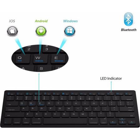 Keyboard Wireless Universeel Draadloos Bluetooth - Kleine Toetsenbord Voor Smart TV / Tablet / (Windows) PC / Apple Mac - iPad - Samsung - iPhone - Macbook - iMac / Android ZWART