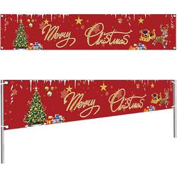 Plugstore - Kerstbanner decoratie, Merry Christmas banner, kerstbanner buiten, kerstbanner vrolijk Kerstmis, kerstbanner balkon, kerstdecoratie tuinbanner