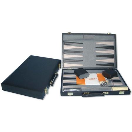 Backgammon Koffer 46 cm. Zwart Effen HOT Games