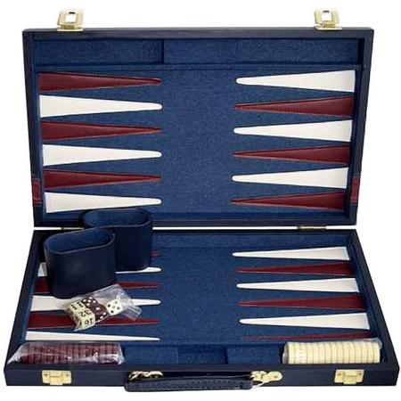 Hot sports Backgammon koffer blauw 38x24