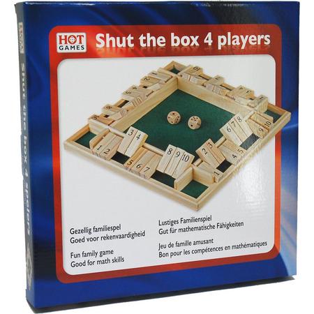 Shut the Box Spel 4 spelers 10 cijfers 29x29cm. Hout