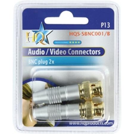 HQ BNC plug 2x kabel-connector Goud