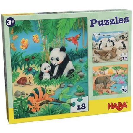 Puzzles Tierfamilien. 3 Motive
