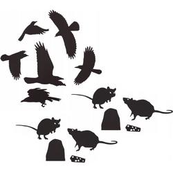 Halloween Muurgriezels - Ratten & Kraaien - Wand- en Raamdecoratie - 24 stuks