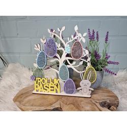 Houten Paasboom met gekleurde paaseieren - Paasdecoratie - Paastakken