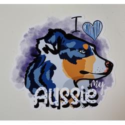 I Love My Aussie / Australian Shepherd Sticker