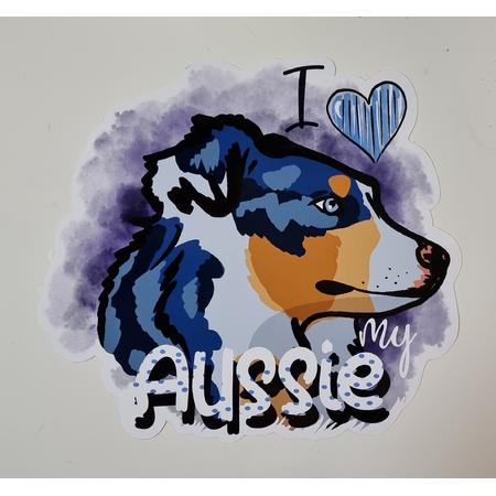 I Love My Aussie / Australian Shepherd Sticker