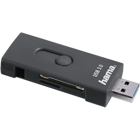 Hama 00124145 USB 3.0 (3.1 Gen 1) Type-A/Type-C Grijs geheugenkaartlezer