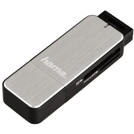 Hama 123900 USB 3.0 Zwart, Zilver geheugenkaartlezer