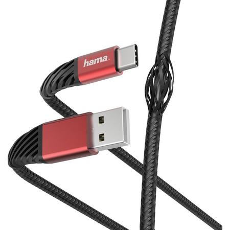 Hama Extreme USB-kabel 1,5 m 2.0 USB A USB C Zwart, Rood