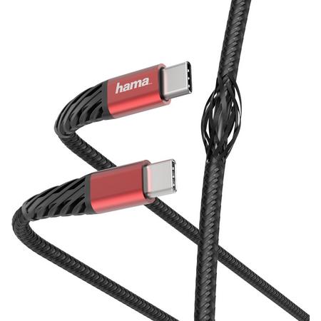Hama Extreme USB-kabel 1,5 m 2.0 USB C Zwart, Rood