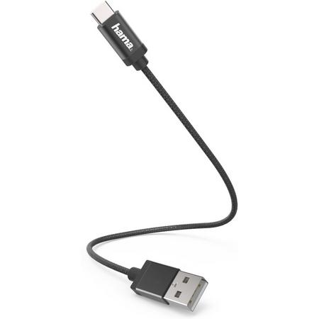 Hama Oplaad-/gegevenskabel, USB Type-C, 0,2 m, zwart