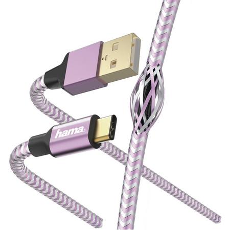 Hama Reflective USB-kabel 1,5 m USB A USB C Violet