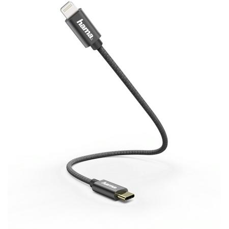 Hama Snellaad-/gegevenskabel, USB-C - Lightning, 0,2 m, zwart