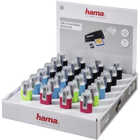 Hama USB-2.0-kaartlezer SD/microSD, 24 stuks in display
