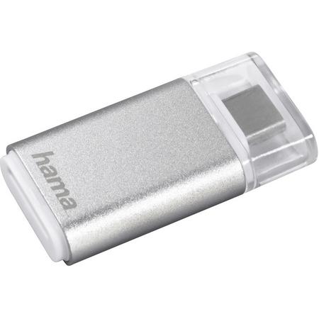Hama USB 3.1-kaartlezer, microSD, USB 3.1 Type-C, zilver
