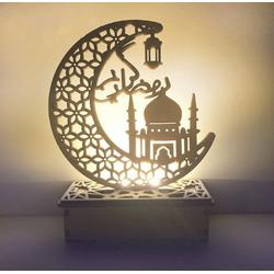 Handyworld - Ramadan Decoratie - Houten Maan - Verlichting - Decoratielamp - 2023 - Vasten