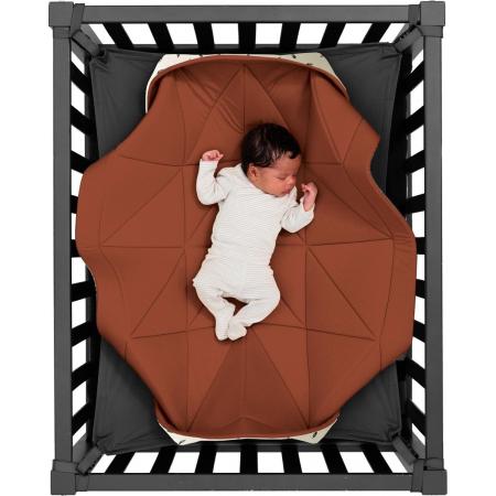 Hangloose Baby Baby boxkleed, speelkleed en hangmat in één - Dusty Terra Roestbruin - Bamboo stof - 98 x 78 cm Terra