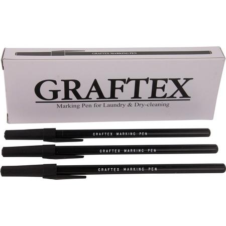 Textielstift Graftex - Zwarte wasserij pennen - 12 stuks