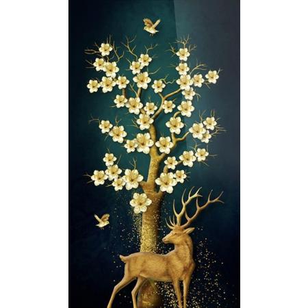 Happy Painter® 50x80cm Diamond Painting volwassenen - Hert en kleurrijke boom