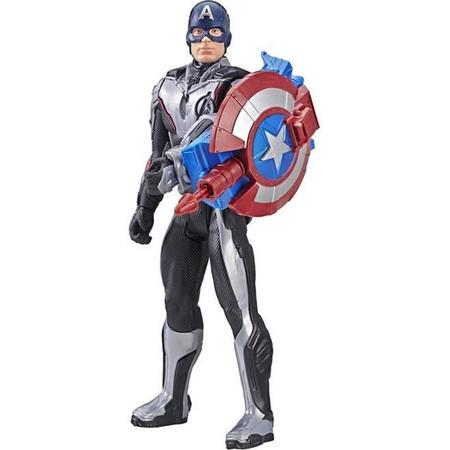 AVENGERS ENDGAME - Captain America en Power Pack - Hero Power FX Marvel Titan beeldje 30 cm - Spreekt in het Frans