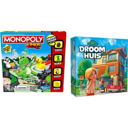 Kinderspelvoordeelset Droomhuis - Gezelschapsspel & Monopoly Junior - Bordspel