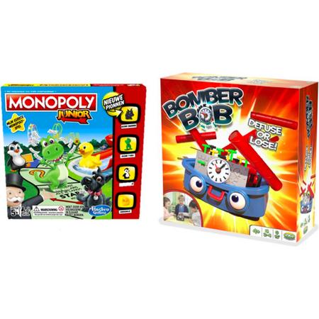 Kinderspelvoordeelset Monopoly Junior - Bordspel & Bomber Bob - Kinderspel