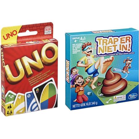 Kinderspelvoordeelset Uno - Kaartspel & Trap er niet in! - Kinderspel