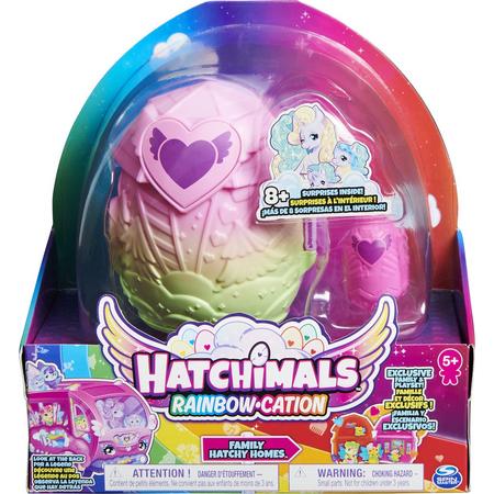 Hatchimals CollEGGtibles Rainbow-cation - Family Hatchy Home-speelset met 3 personages en maximaal 3 verrassingsbabys - stijl kan verschillen