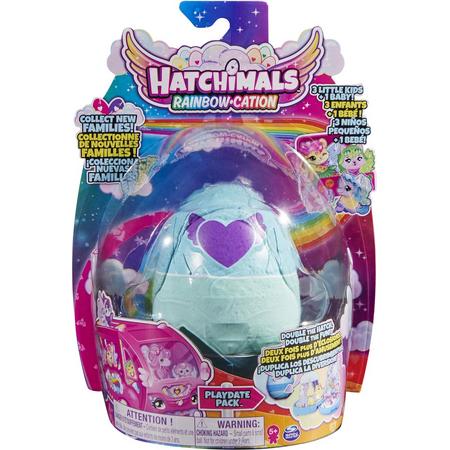 Hatchimals CollEGGtibles Rainbow-cation - Playdate Pakket eispeelset met 4 personages en 2 accessoires - stijl kan verschillen