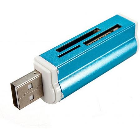 Kaartlezer all-in-1 USB 2.0 voor MicroMS M2 SD MMC SDHC DV MS Duo MS Pro Duo Micro SD T-Flash geheugenkaarten / Blauw