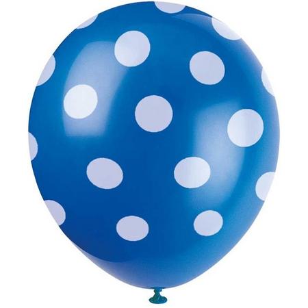 Haza Original Ballonnen Gestippeld Blauw/wit 30 Cm 6 Stuks