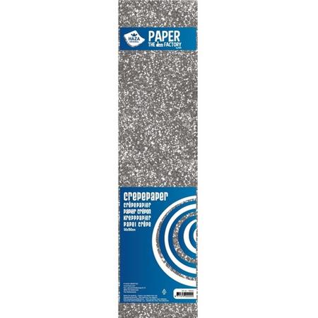 6x Crepe alu papier plat glitter zilver 150 x 50 cm - Knutselen met papier - Knutselspullen