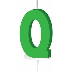 Groen letterkaarsje met houder Q