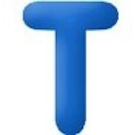 funtext letter T blauw