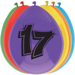 leeftijd ballonnen - 17 - 6 x diverse kleuren