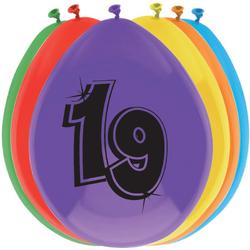 leeftijd ballonnen - 19 - 6 x diverse kleuren