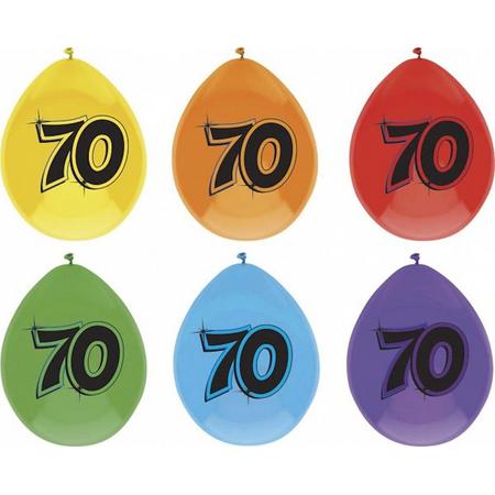 leeftijd ballonnen - 70 - 6 x diverse kleuren