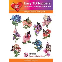 Easy 3D Topper - Flowers & Butterflies - HC13020 - 10 verschillende - 3 lagen