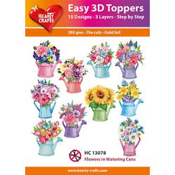 Easy 3D Topper - Flowers in Watering Can - HC13078 - 10 verschillende - 3 lagen