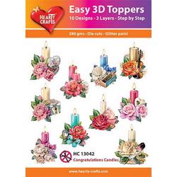 Easy 3D Topper - Kandelaar met bloemen - HC 13042 - 10 Verschillende - 3 Lagen