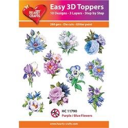 Easy 3D Topper Paars Blauwe Bloemen HC11790
