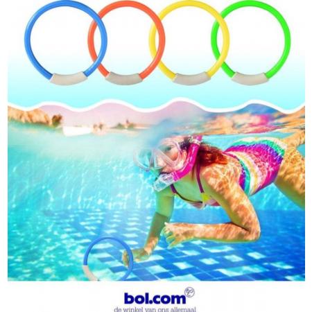 *** Set van 4 gekleurde duikringen - Zwembad - Opduikringen - Zwemspeelgoed - Vakantie Speelgoed Duiken Opduiken - van Heble® ***