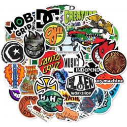 *** Skateboard Sticker mix met 50 verschillende stickers - voor Skateboard, Fiets, Step, Laptop, Skateboard, Koffer, Helm,etc. - van Heble® ***