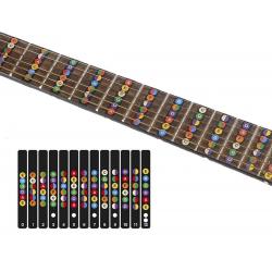 Heble - Gitaar Fretboard Sticker: Akkoorden, Noten & Cords - Voor Aerobics - Zwart