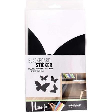 Vlinders Blackboard Stickers Zwart Set van 4 Zelfklevend