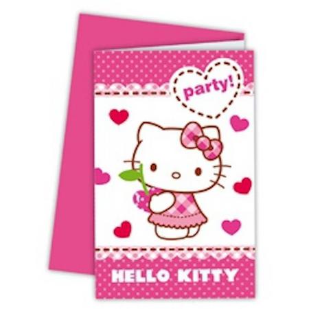 Hello Kitty uitnodigingen 6 stuks