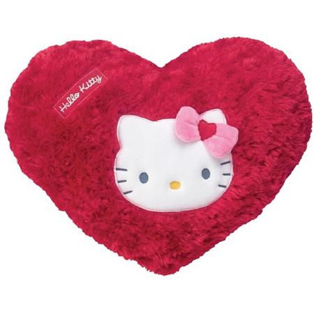 Rode hartjes kussen Hello Kitty