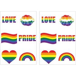 12x Regenboog gay pride kleuren nep tattoos/tatoeages 5 x 5 cm - Regenboogvlag LHBT accessoires