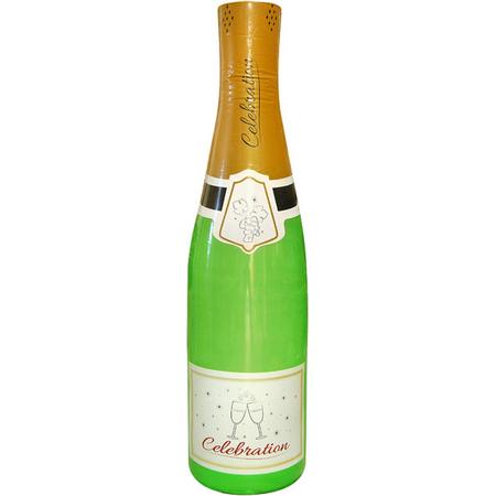 Grote/XXL opblaasbare champagne fles 180 cm - Oud en Nieuw en bruiloft accessoires/decoratie
